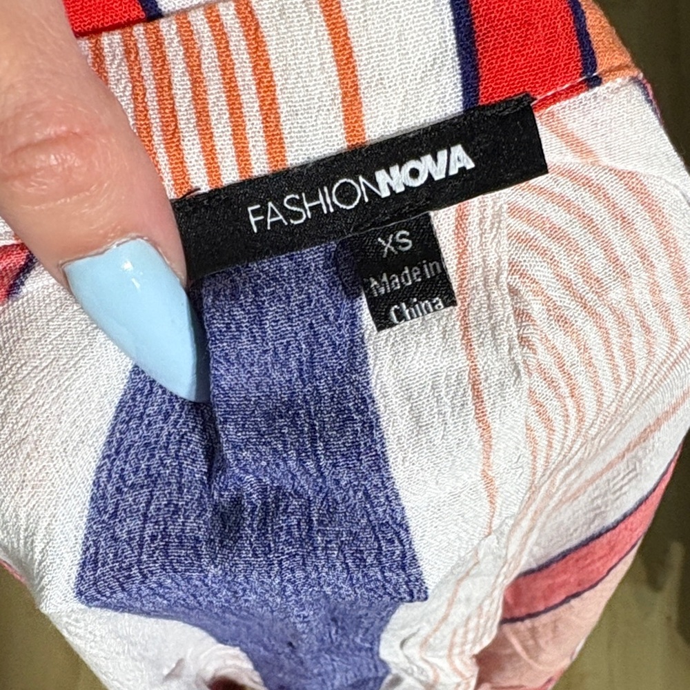 Fashion Nova Vibrant Striped Tie-Front Blouse - Picture 5 of 5